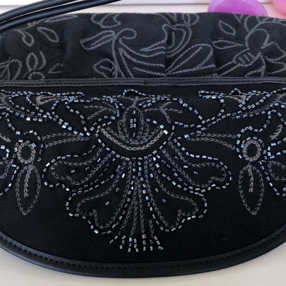 Talbots Elegant Black Beaded Women's Clutch Bag - Picture 3 of 10